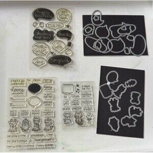 Lot of 3 - Lawn Fawn clear stamps with coordinating dies